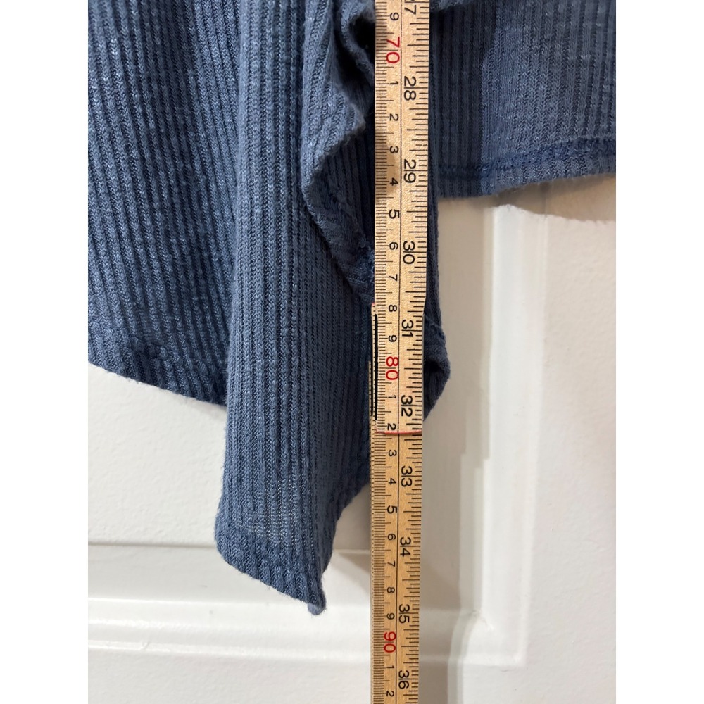 Lilyful | Ribbed Ruffle Sleeve Open Cardigan | Large || Blue | - Picture 5 of 5